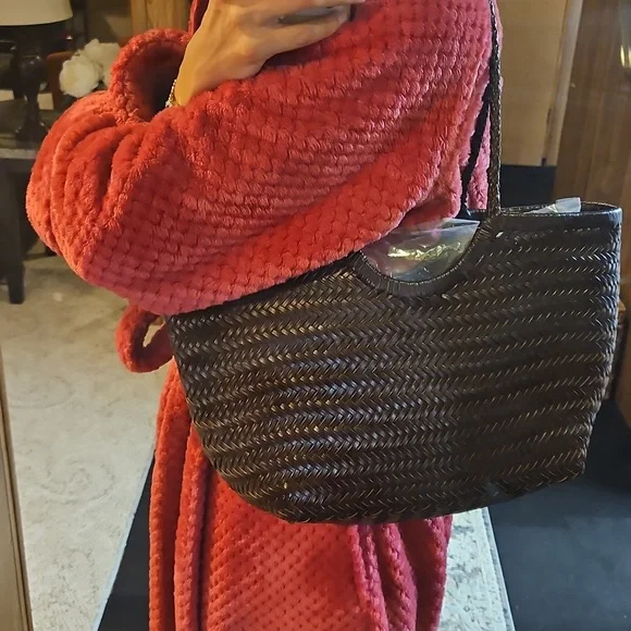 Nwt Split Leather Woven Bag - Picture 9 of 11